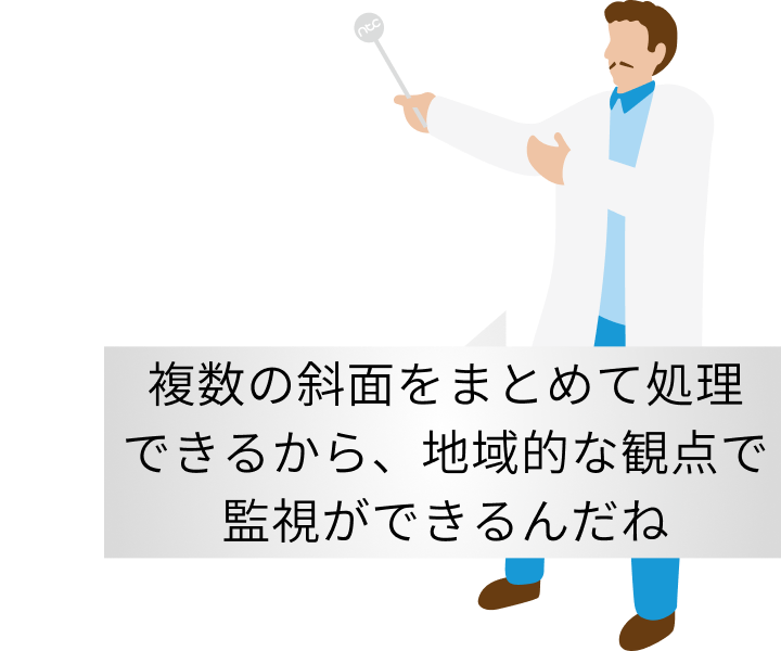複数の斜面をまとめて処理できるから、地域的な観点で監視ができるんだね